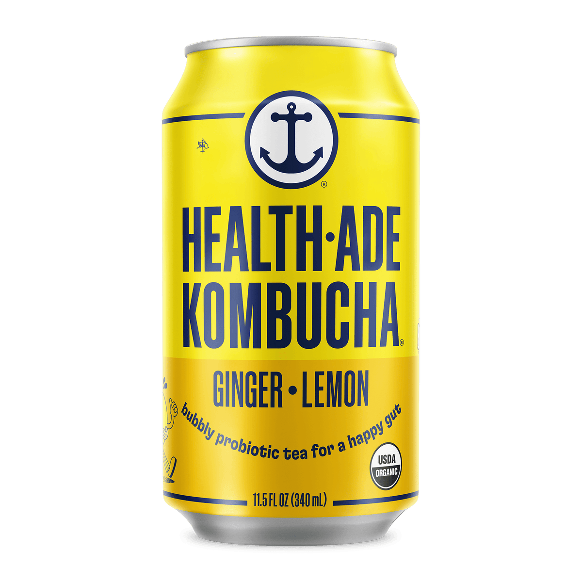 Health-Ade Kombucha in Cans — Ginger-Lemon (12-pack, 11.5oz)