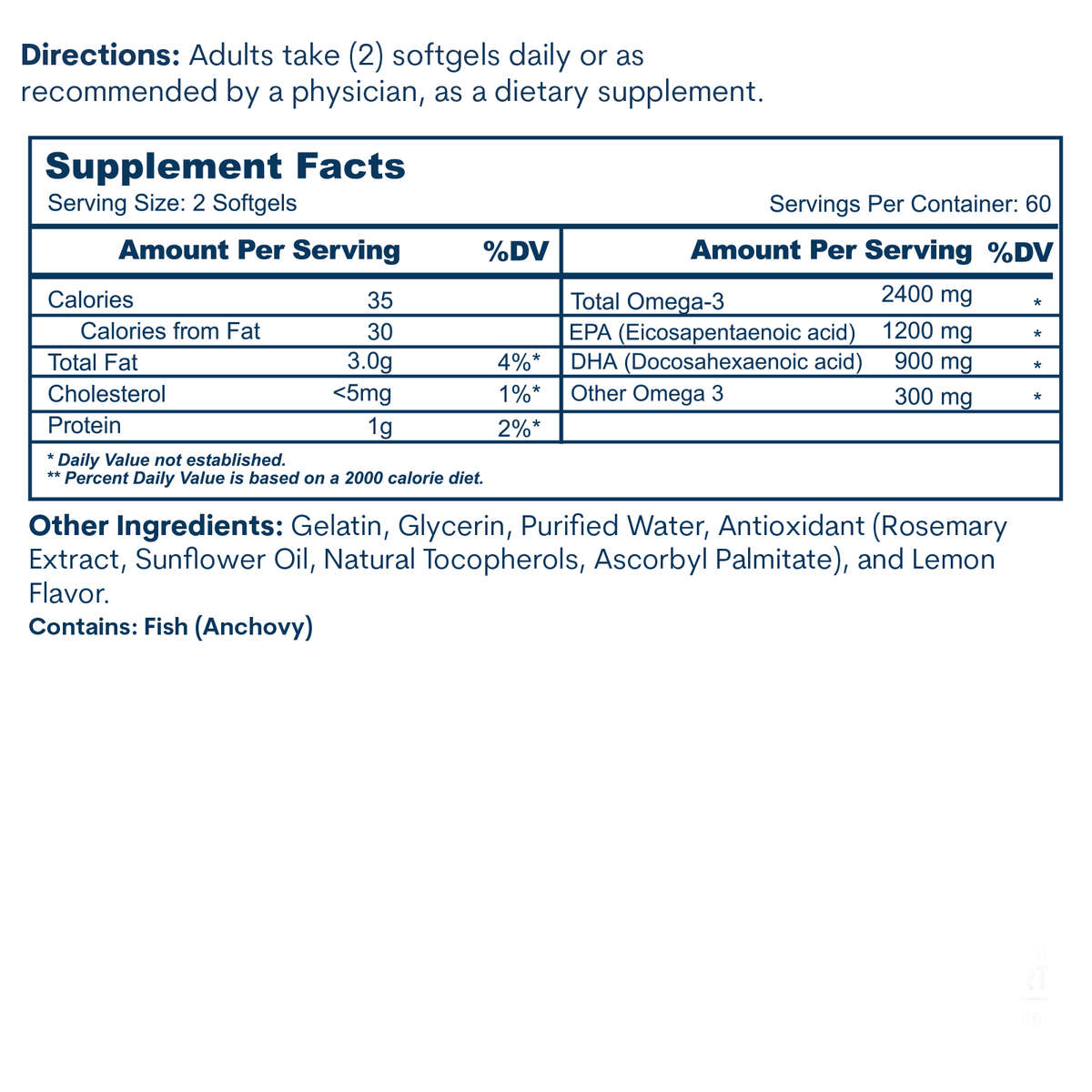 Omega-3 TG Bottle 120 CT Softgels