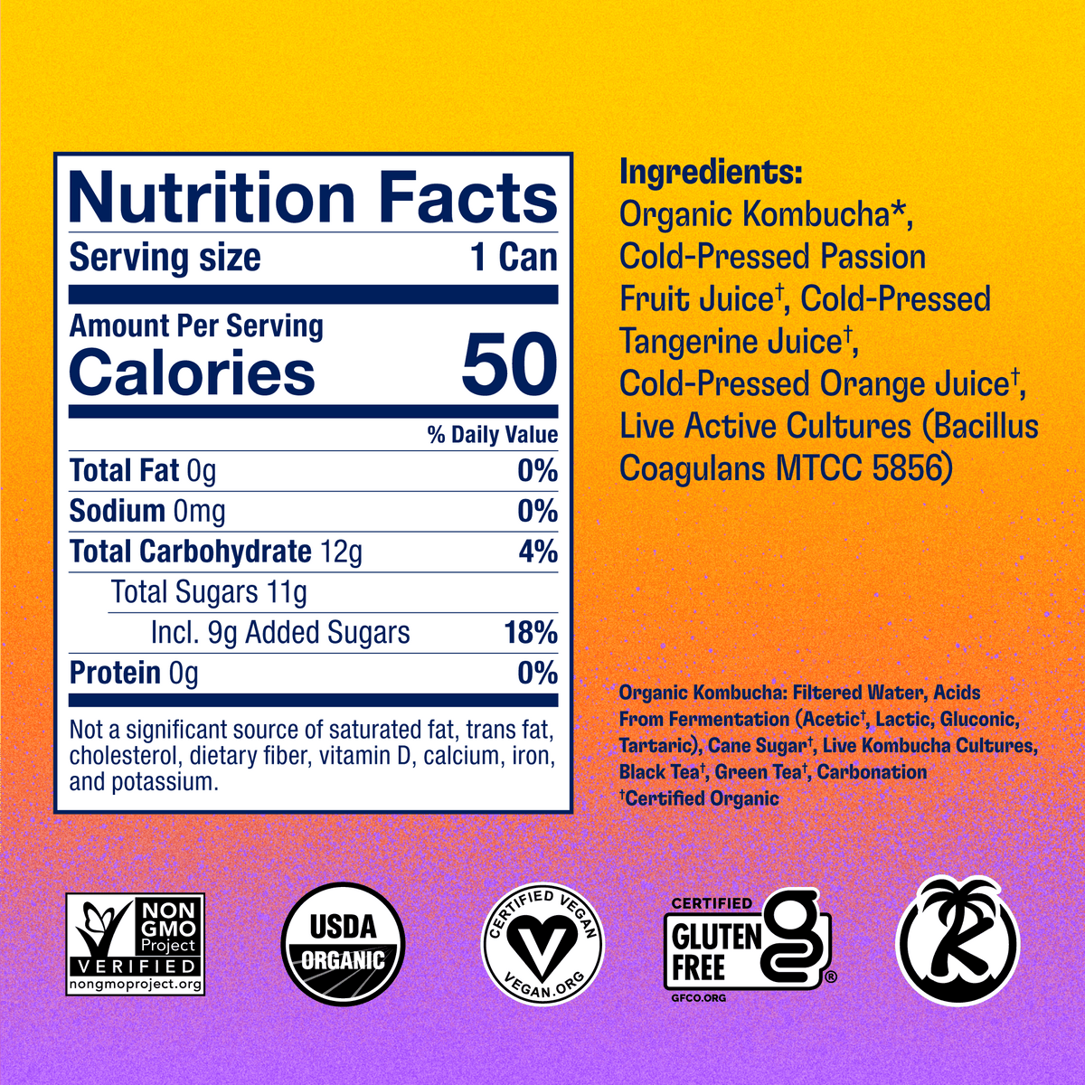 Health-Ade Kombucha in Cans — Passion Fruit-Tangerine (12-pack, 11.5oz)