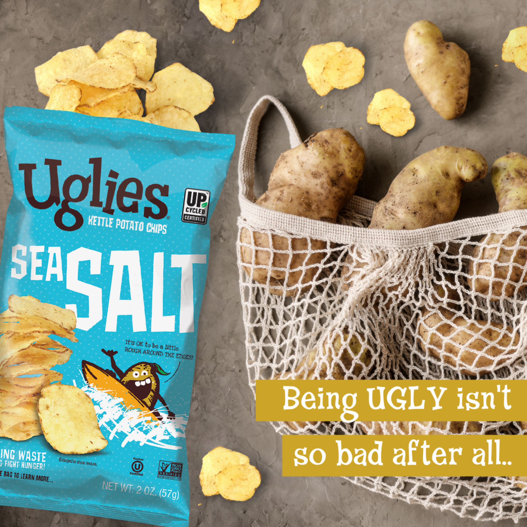 Uglies Sea Salt Kettle Potato Chips 2oz (24ct)