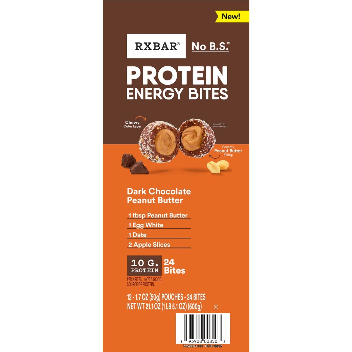 RXBAR Protein Energy Bites - Dark Chocolate Peanut Butter (12 Pouches)