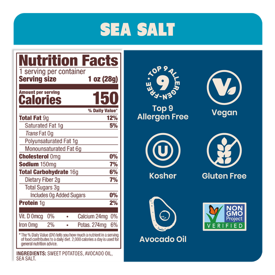 Sea Salt Sweet Potato Chips in Avocado Oil 1oz (Pack of 50)