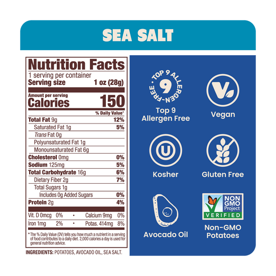 Sea Salt Kettle Potato Chips in Avocado Oil 1oz (Pack of 50)
