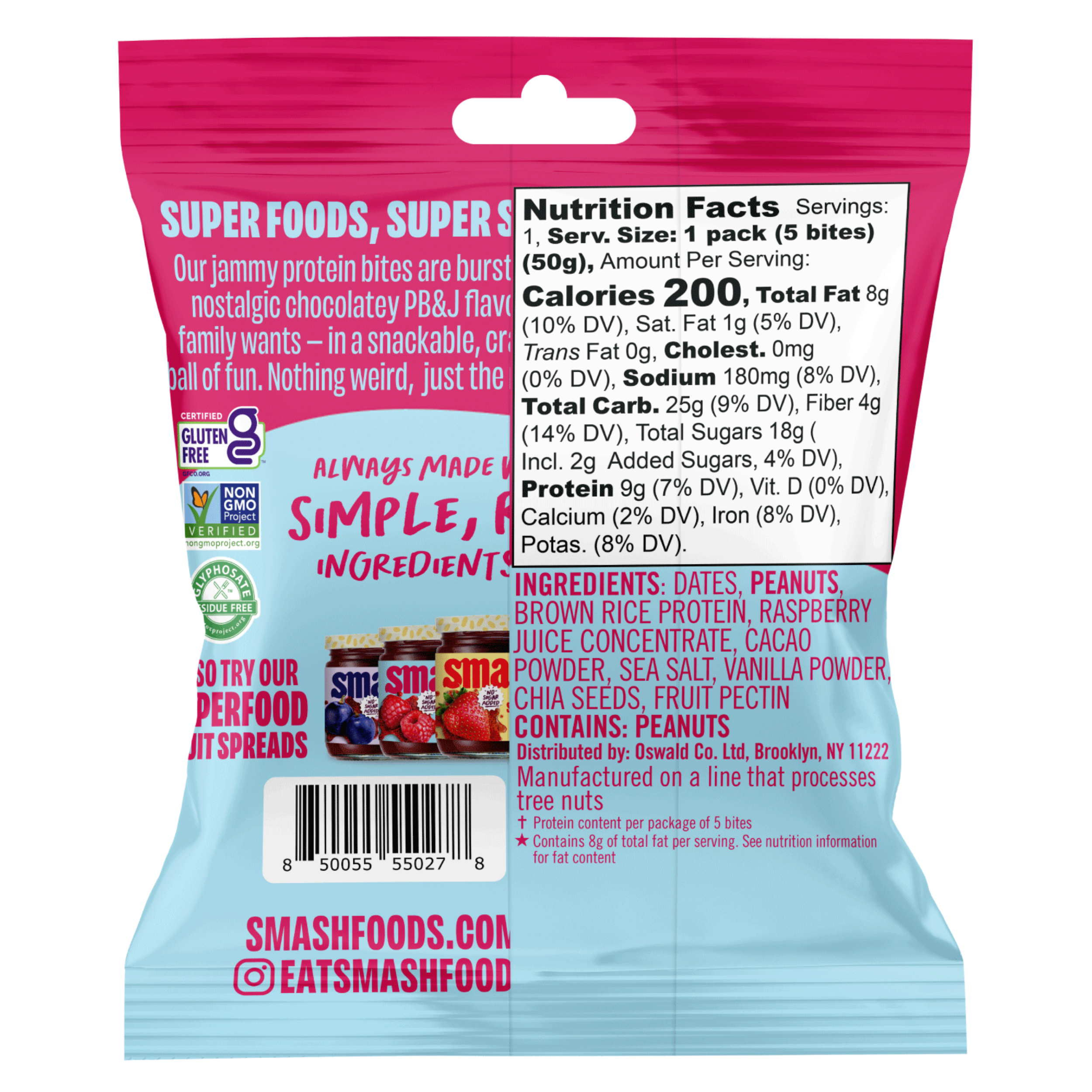 Choc Peanut Butter & Raspberry Jammy Protein Bites | Case of 48 Bags
