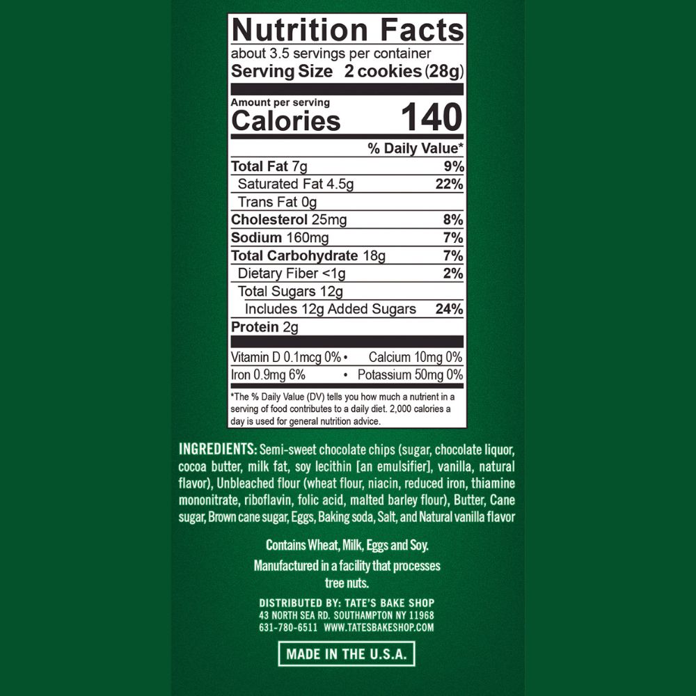 Tate's Bake Shop Chocolate Chip Cookies 3.5oz (12ct)