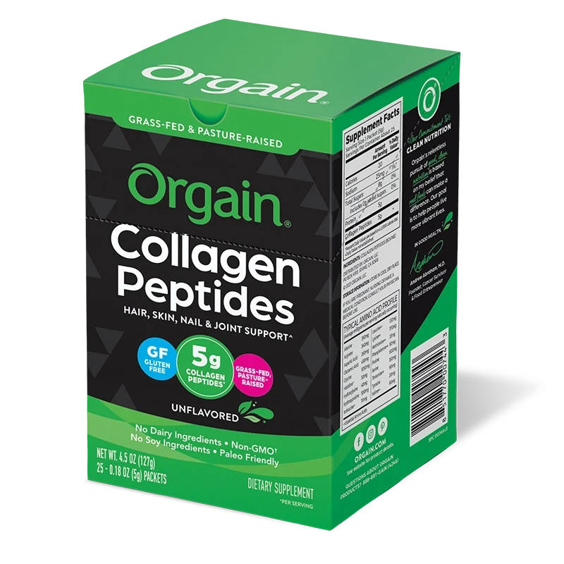 Orgain Grass-Fed Pasture Raised Collagen Peptides - Unflavored, Single Serve (Case of 300, 12×25-Pack)