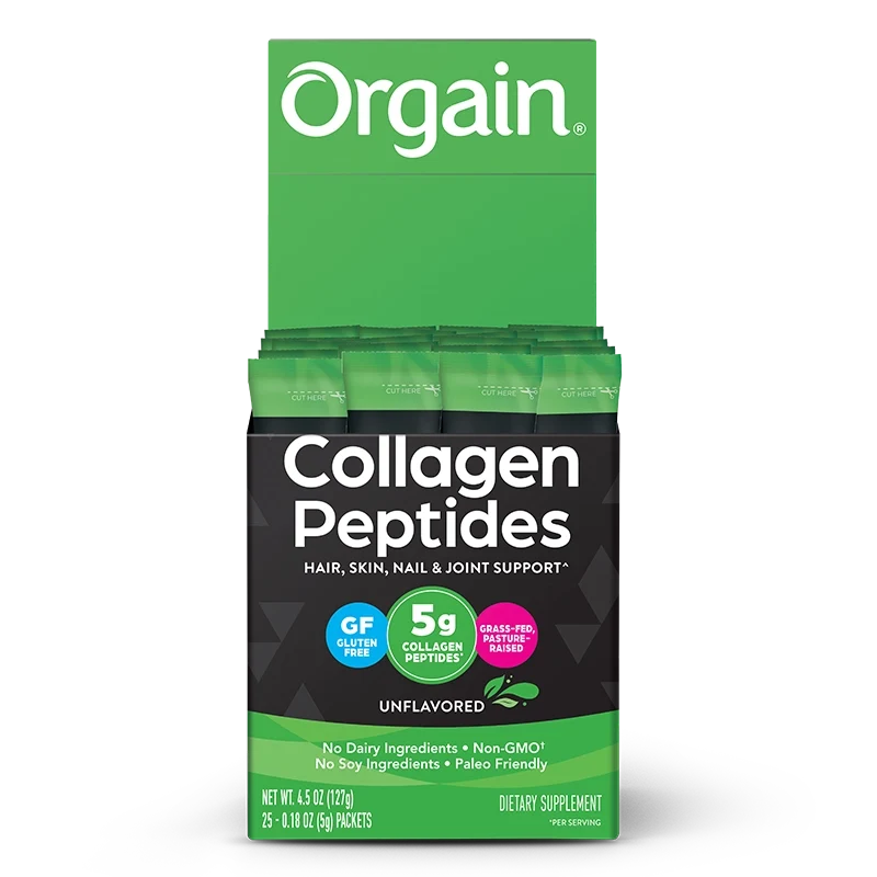 Orgain Grass-Fed Pasture Raised Collagen Peptides - Unflavored, Single Serve (Case of 300, 12×25-Pack)