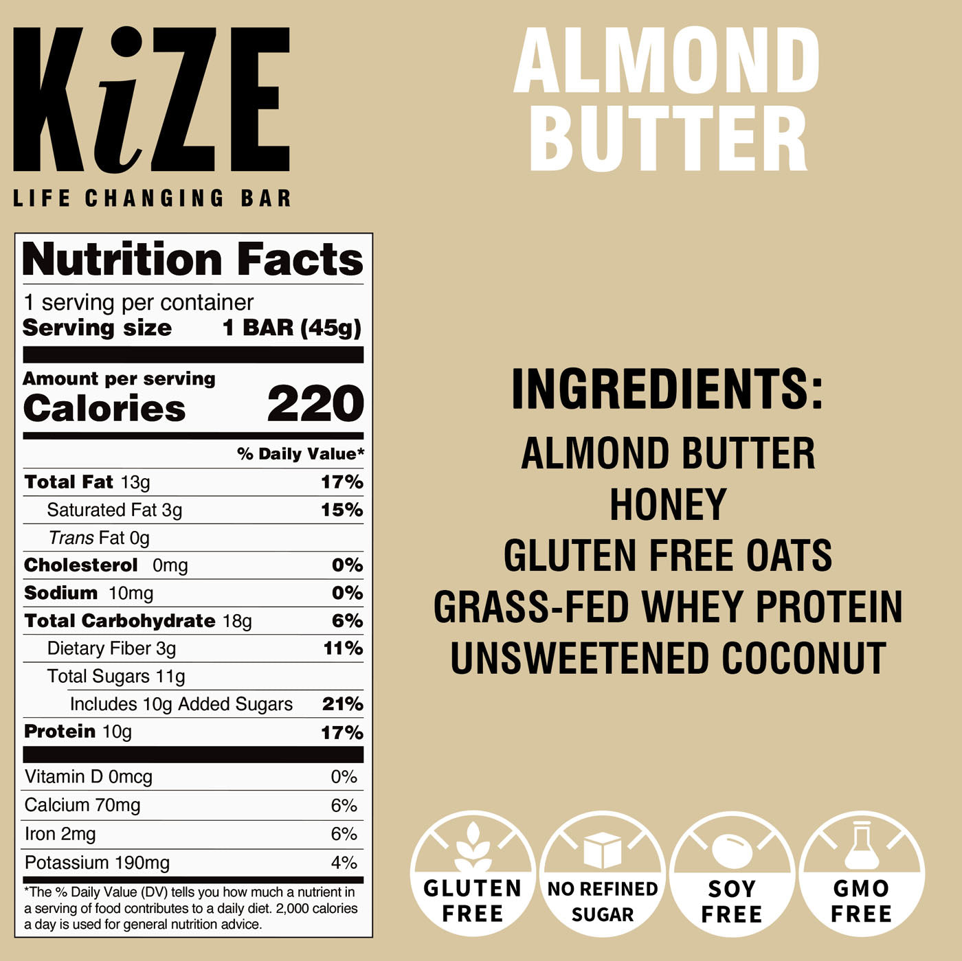 Kize Bar - Almond Butter (10 Pack)