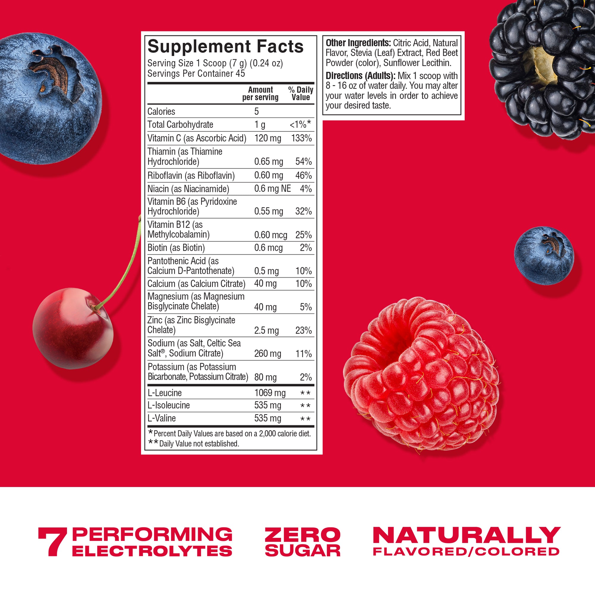 CWENCH Hydration Mix Berry Crush — Nutrition Facts