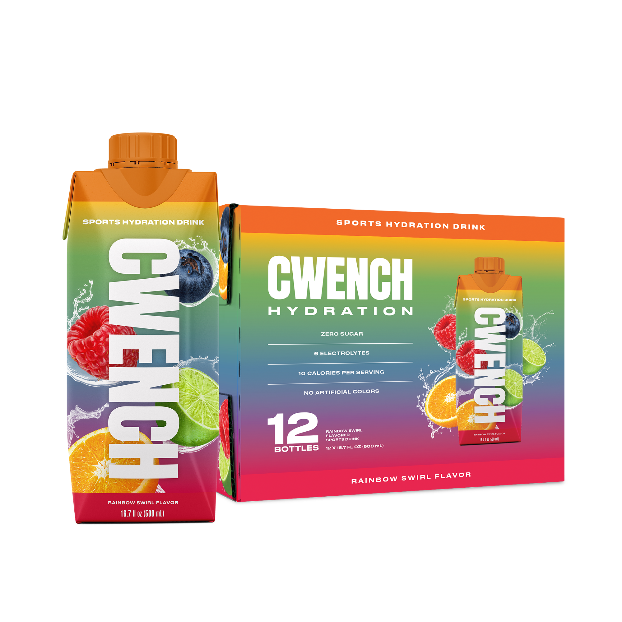 CWENCH Sports Drink Rainbow Swirl 12-pack