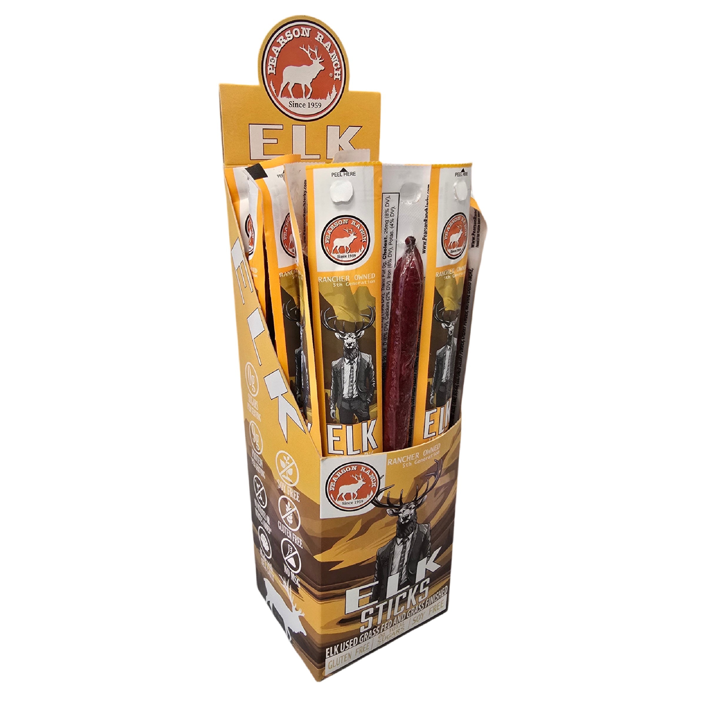 Pearson Ranch Elk Single Snack Stick - 24 Count Caddy