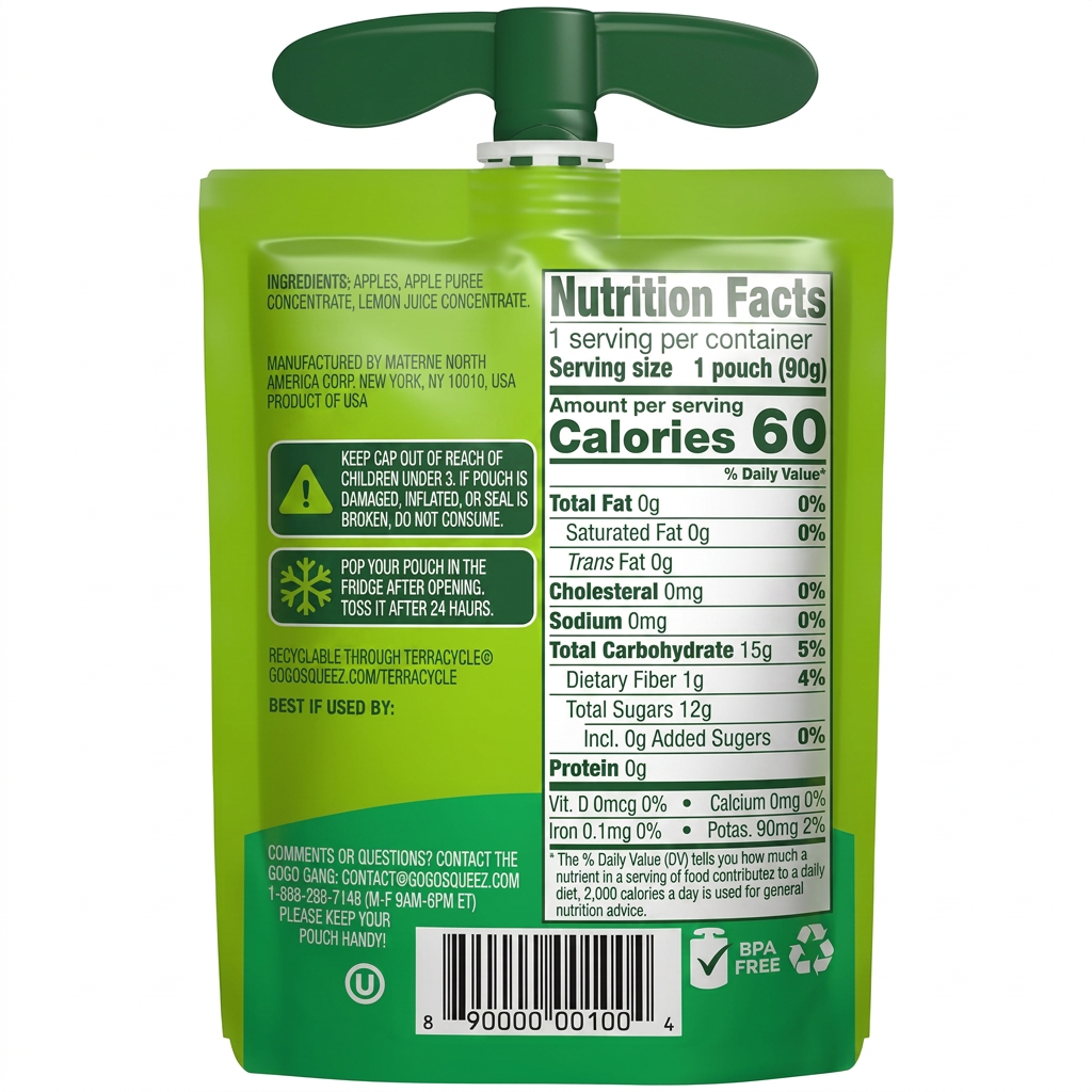 GoGo SqueeZ Apple Apple Applesauce Pouch 3.2oz (48ct)