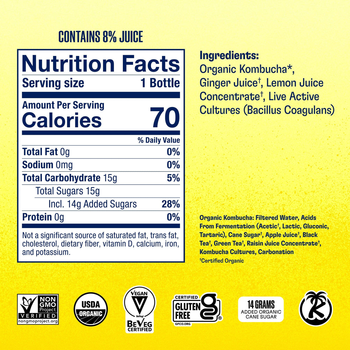 Health-Ade Kombucha in Cans — Ginger-Lemon (12-pack, 11.5oz)