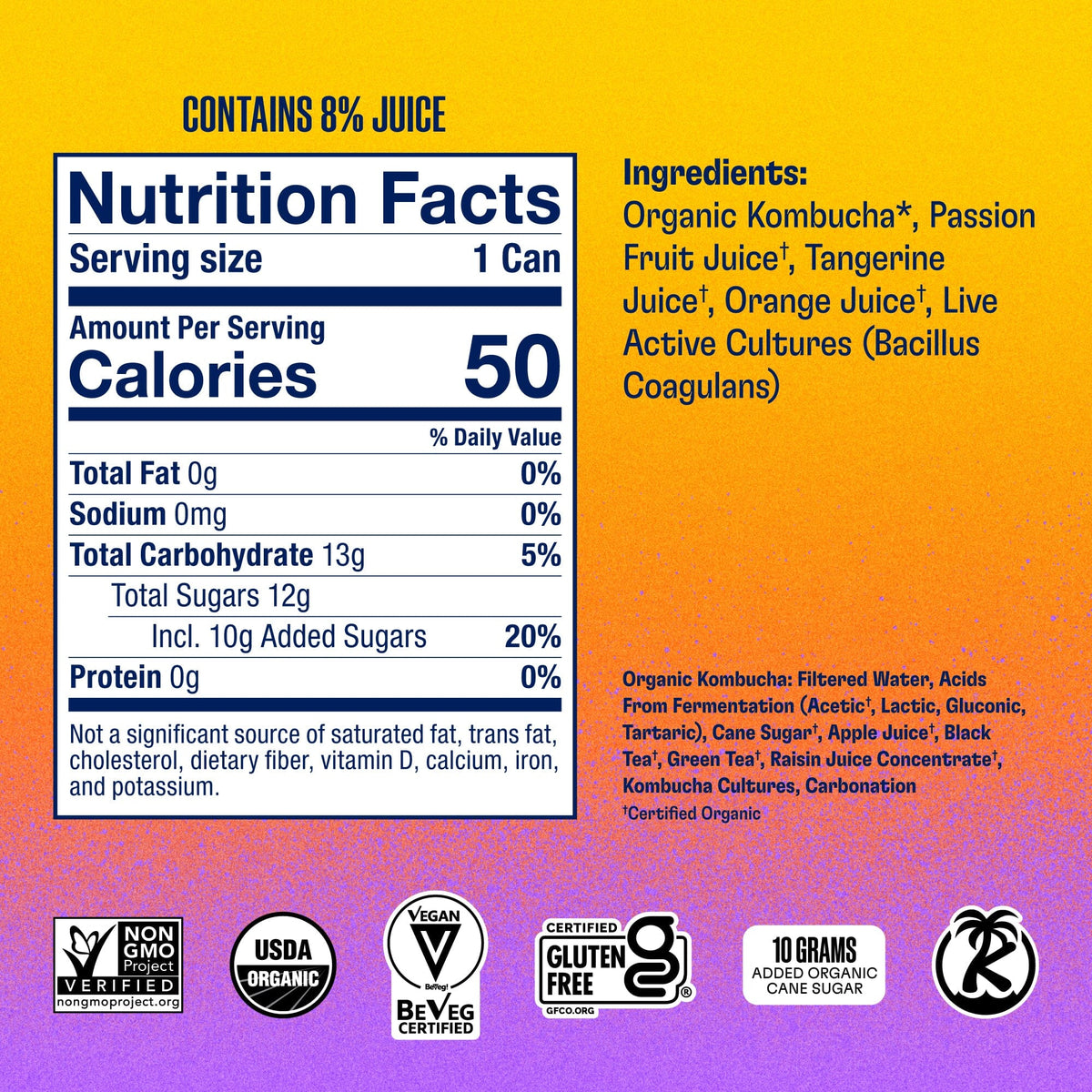 Health-Ade Kombucha in Cans — Passion Fruit-Tangerine (12-pack, 11.5oz)