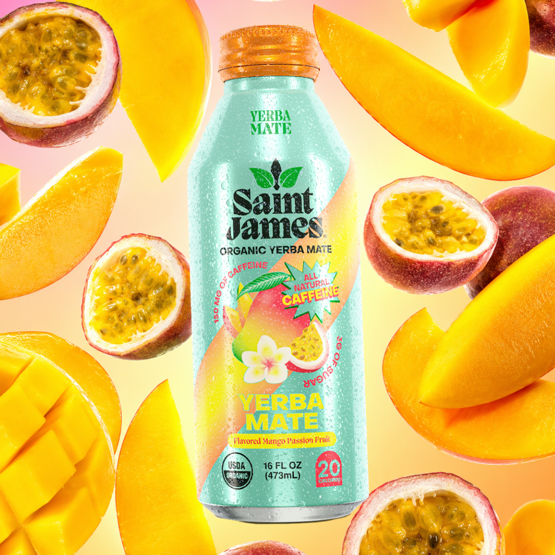 Mango Passion Fruit Yerba Mate - 150 mg Caffeine, 12 Bottles