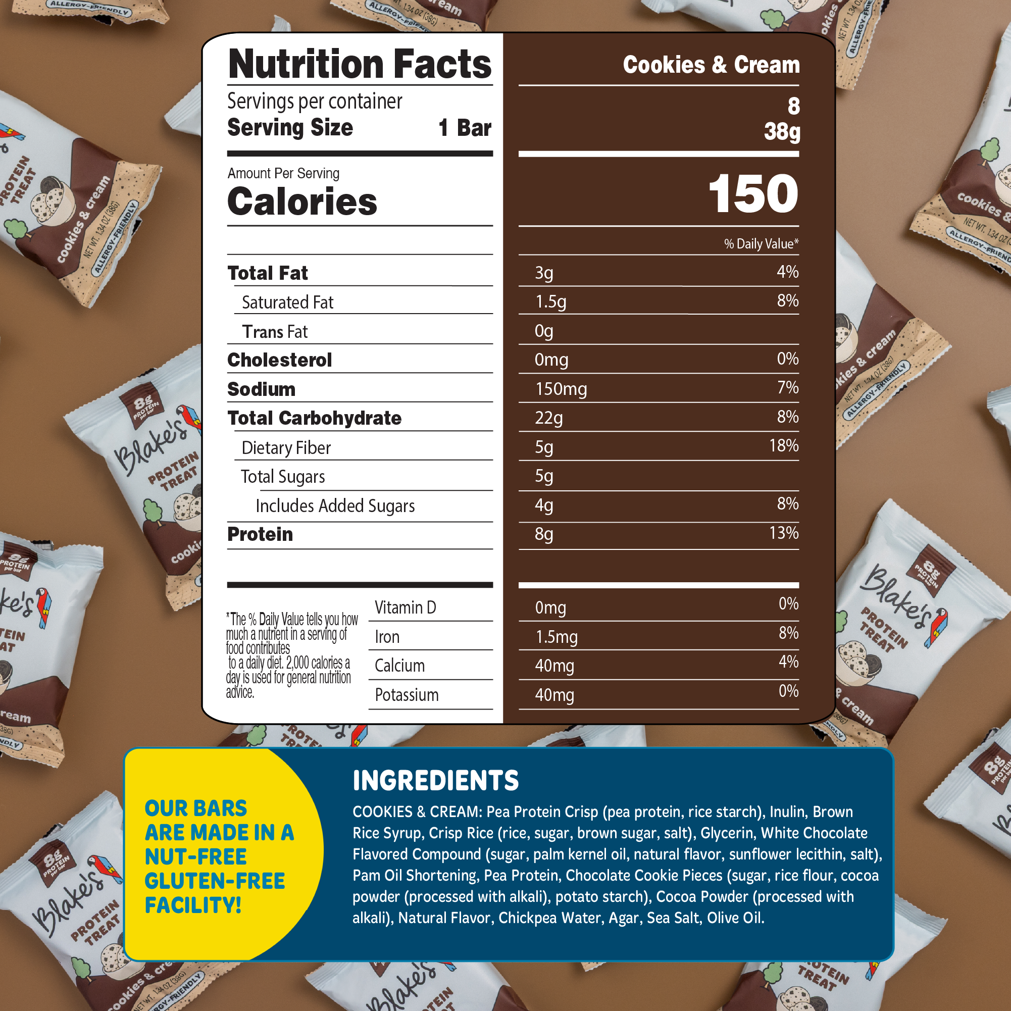 Blake's Protein Treats, Cookies & Cream, 96 Bars