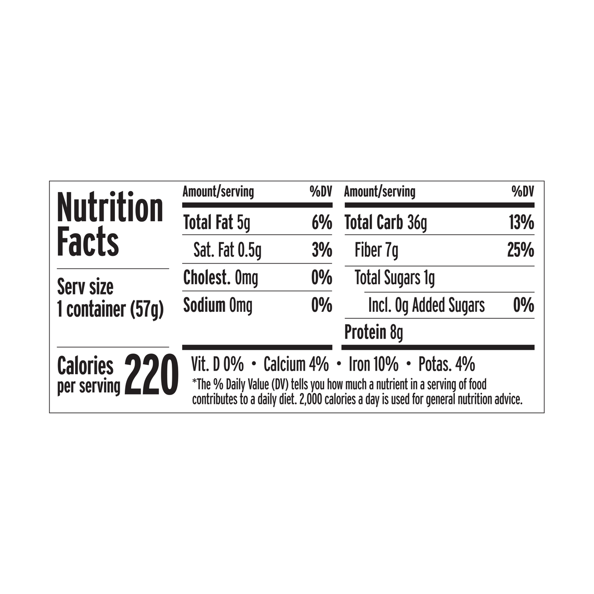 Purely Elizabeth Original Superfood Oatmeal Cup Nutrition Facts