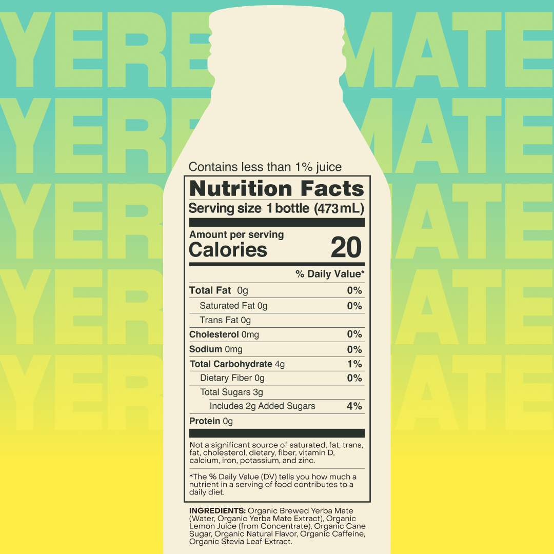 Raspberry Lemon Yerba Mate - 150 mg Caffeine, 12 Bottles