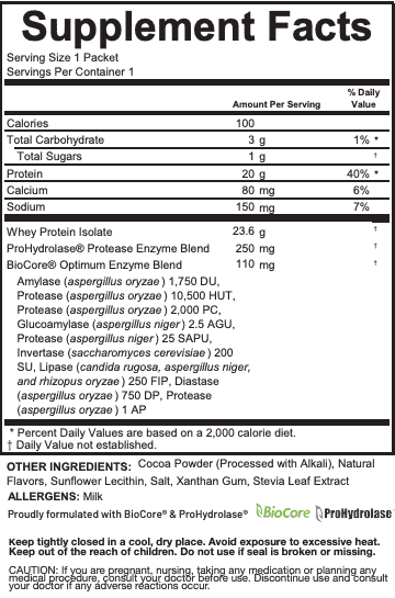 Whey Protein - Chocolate (12 Single Serve Pouches) (Wholesale)
