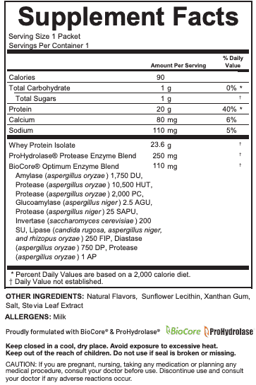 Whey Protein - Vanilla (12 Single-Serve Pouches) (Wholesale)