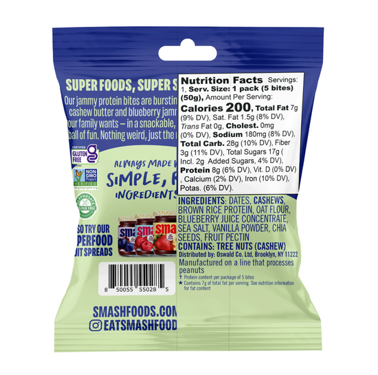 Cashew Butter Blueberry Protein Bites (8 Count)