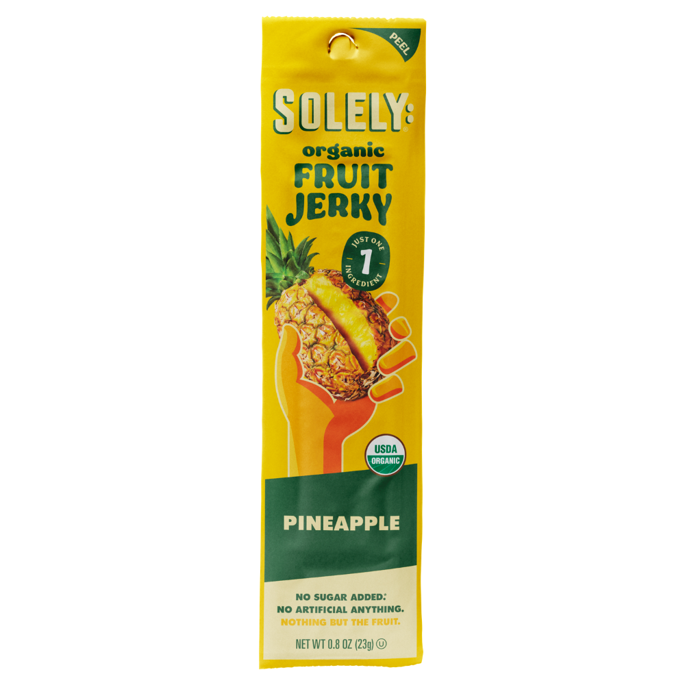 Solely Organic Pineapple Fruit Jerky Strip 0.8oz (12ct)