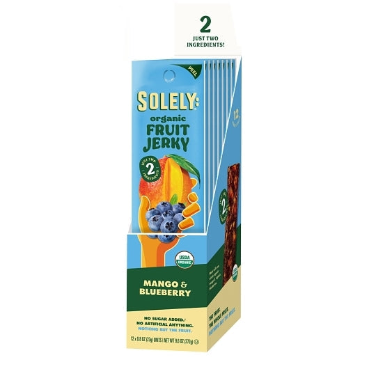 Solely Organic Mango Blueberry Fruit Jerky Strip 0.8oz (12ct)