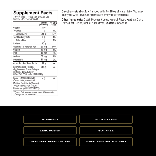 Spoken Grass Fed Beef Protein — Chocolate (6 count case, 800g tubs)