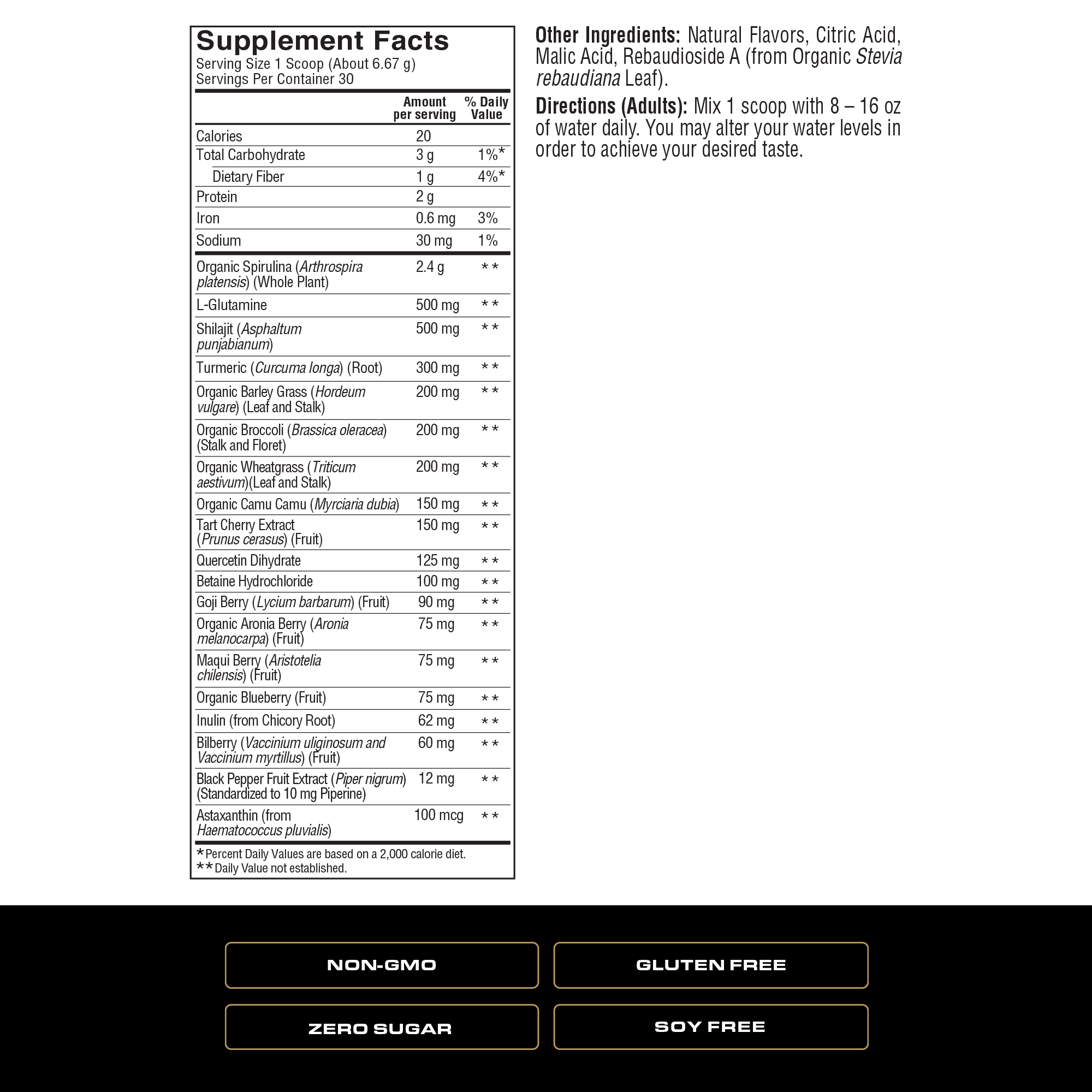Spoken Greens — Supplement Facts