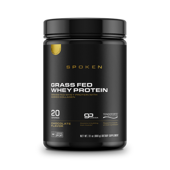 Spoken Grass Fed Whey Protein — Chocolate (6 count case, 31oz tubs)