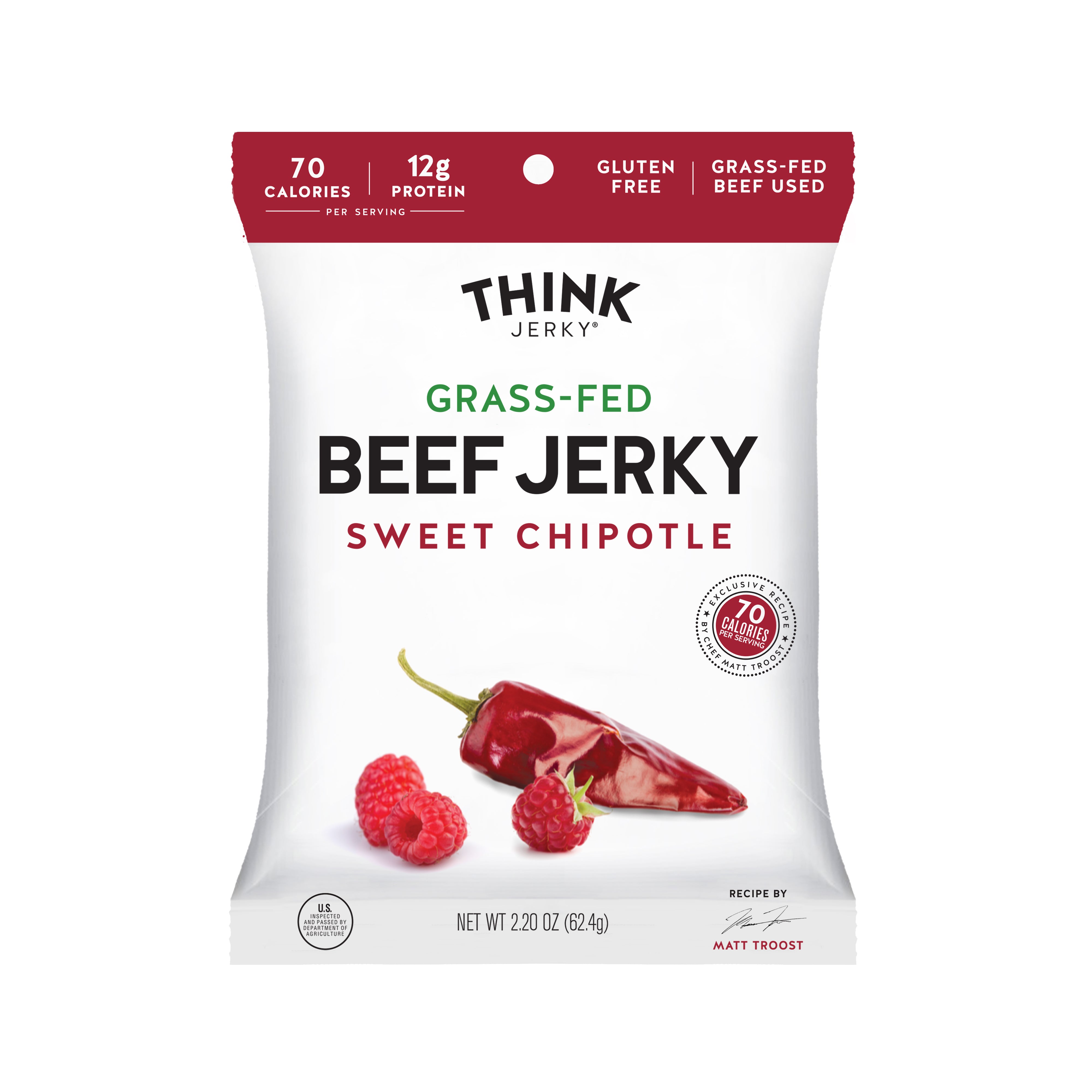 Sweet Chipotle THINK Beef Jerky - 2.2 oz (48 Pack)
