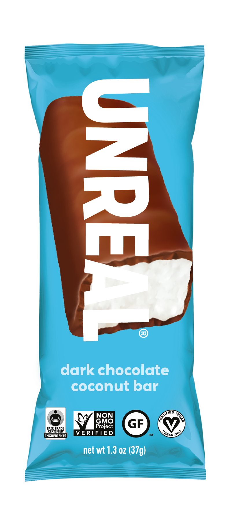 UNREAL - Dark Chocolate Coconut Bars, Full Size (Caddy of 12 Bars, 1.3 oz each)