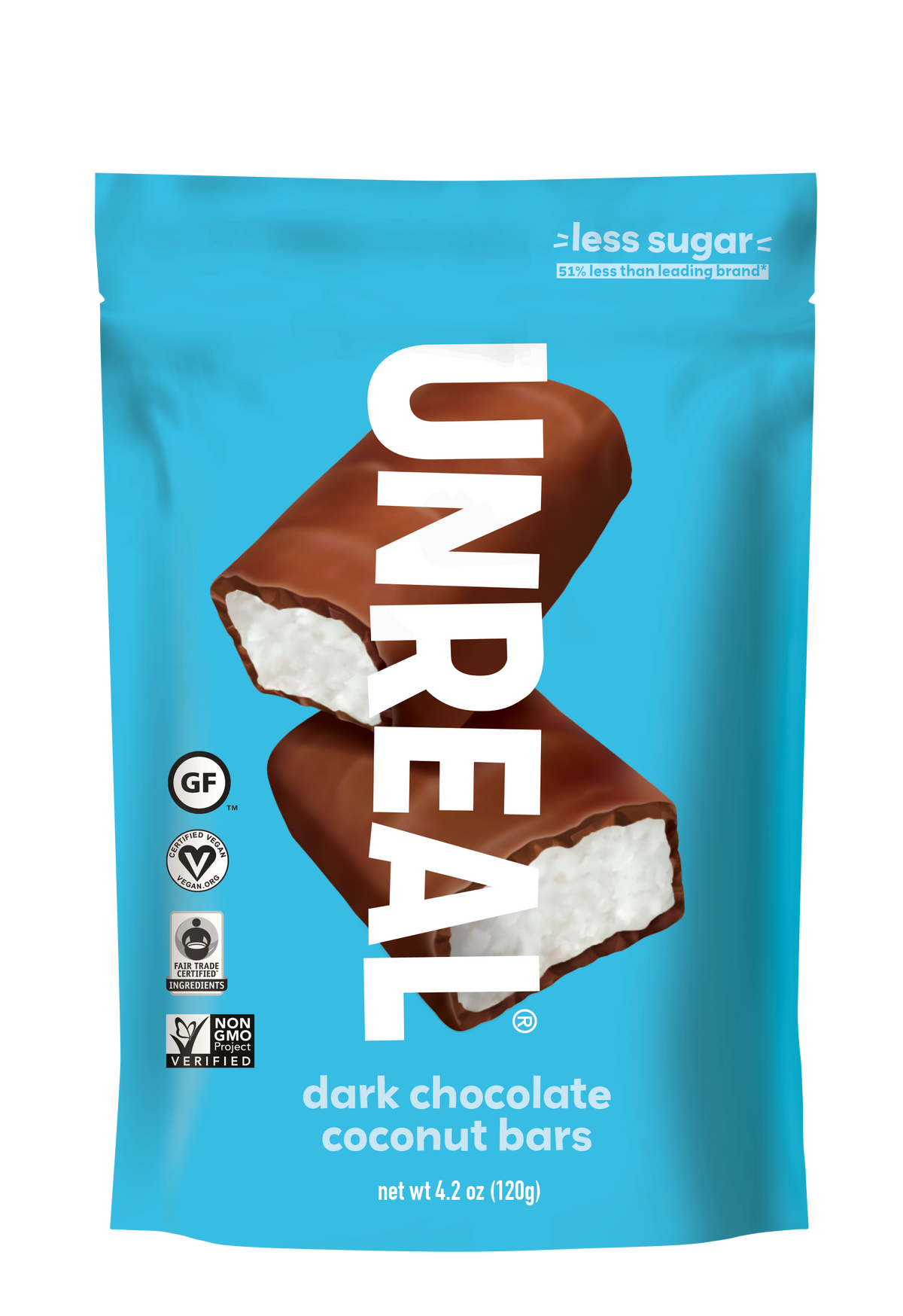 UNREAL - Dark Chocolate Coconut Bars (Case of 6 Bags, 8 Bars per Bag - 48 Bars)