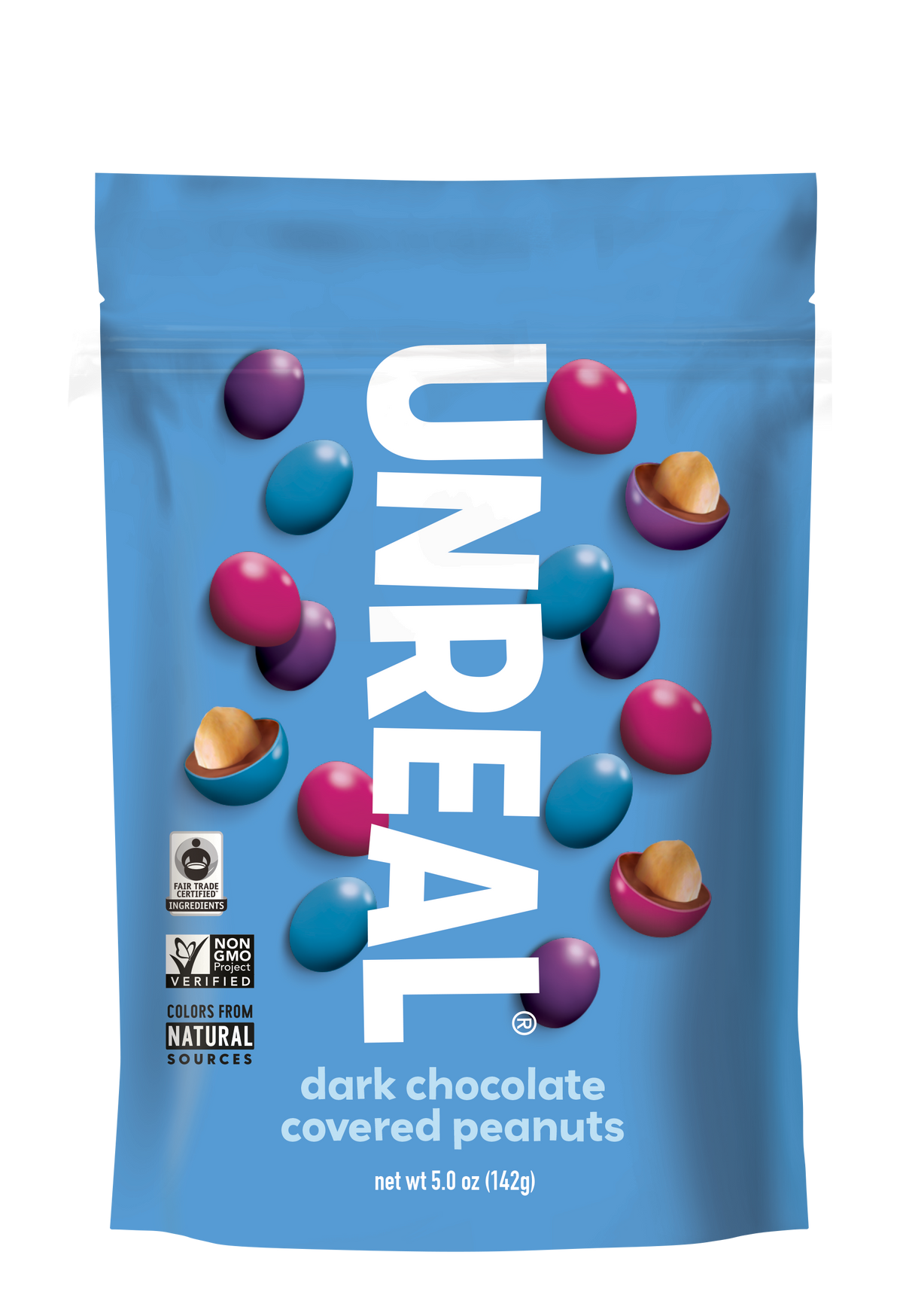 UNREAL - Dark Chocolate Peanut Gems (Case of 6 Bags, 5 oz each)