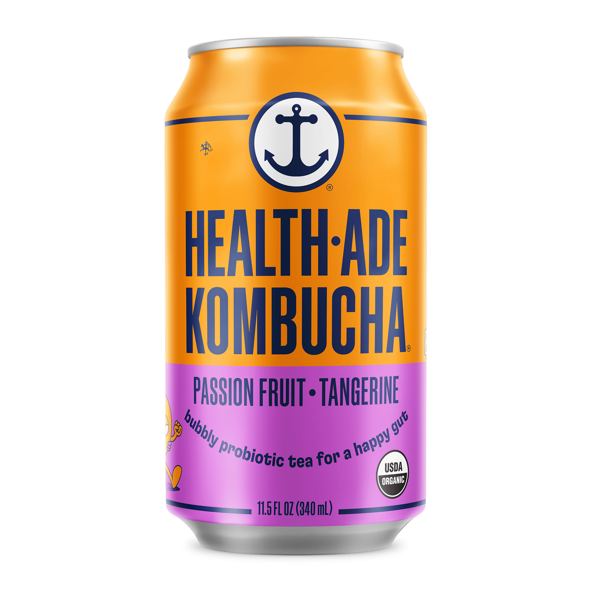 Health-Ade Passion Fruit-Tangerine Kombucha 11.5oz can, front