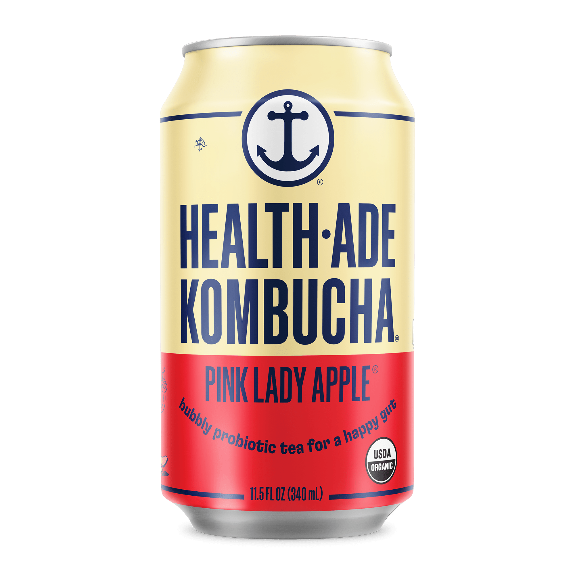 Health-Ade Pink Lady Apple Kombucha 11.5oz can, front