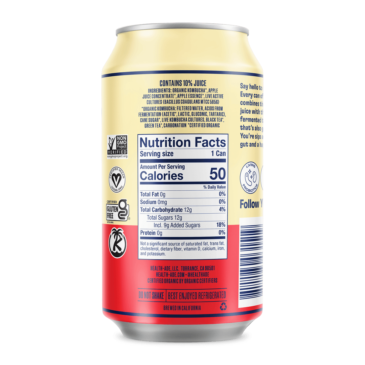 Health-Ade Kombucha in Cans — Pink Lady Apple (12-pack, 11.5oz)