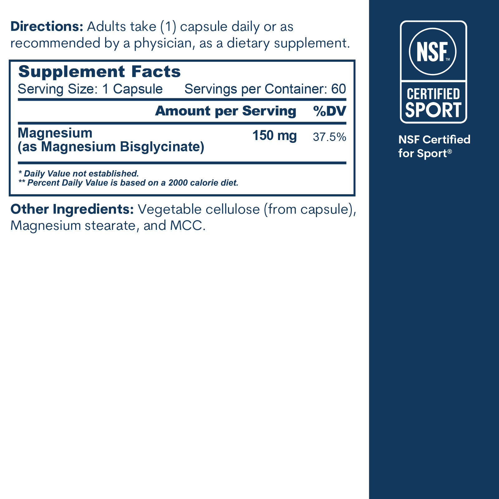 Magnesium Bisglycinate: Bottle (60 Count) (Wholesale)