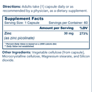 Zinc Bottle 60 CT Capsules