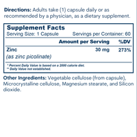 Zinc Bottle 60 CT Capsules