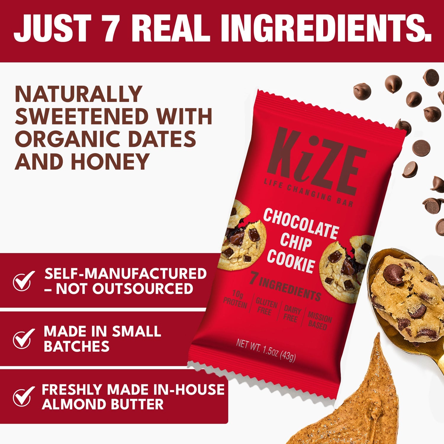 Kize Bar - Chocolate Chip Cookie (10 Pack)