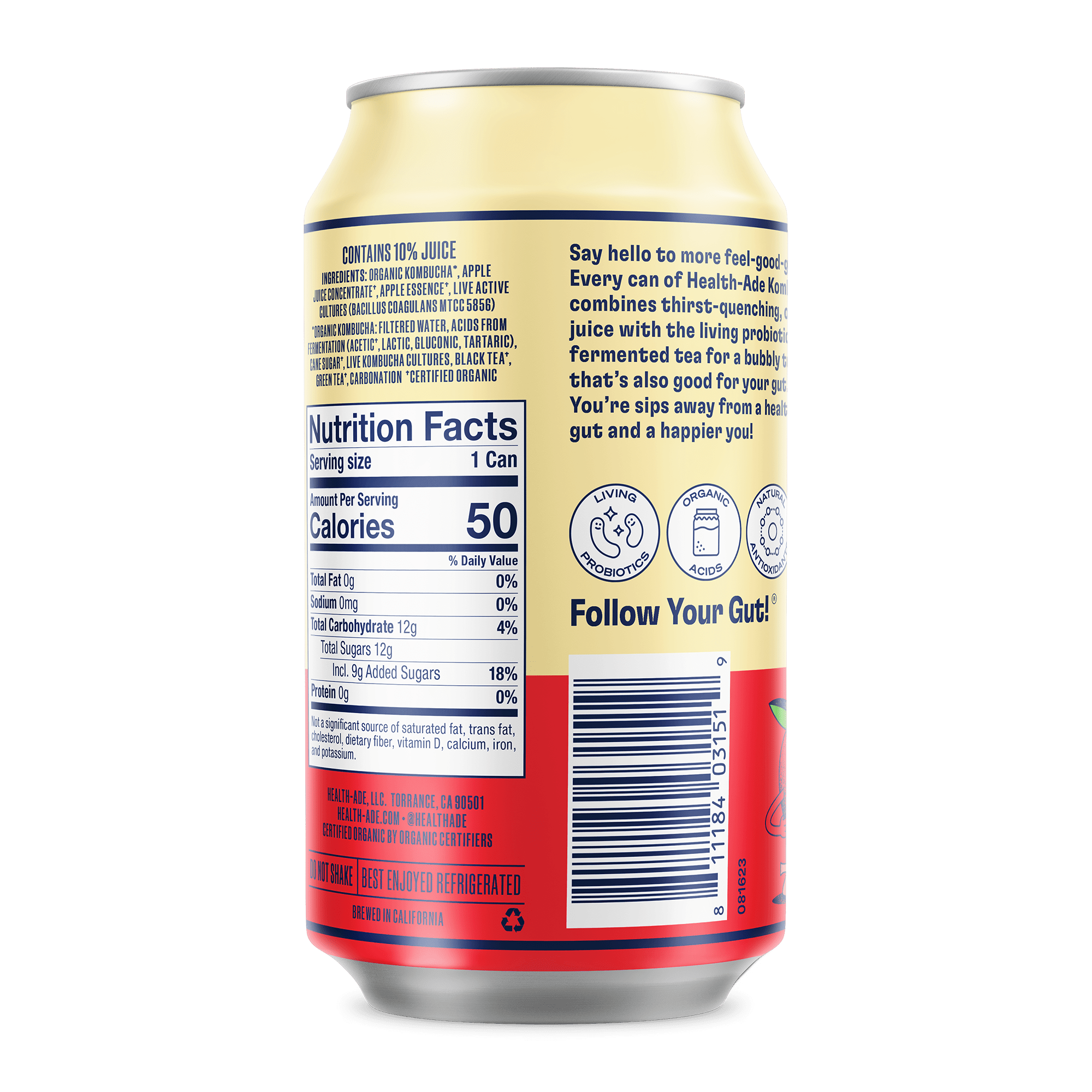 Health-Ade Pink Lady Apple Kombucha can, back