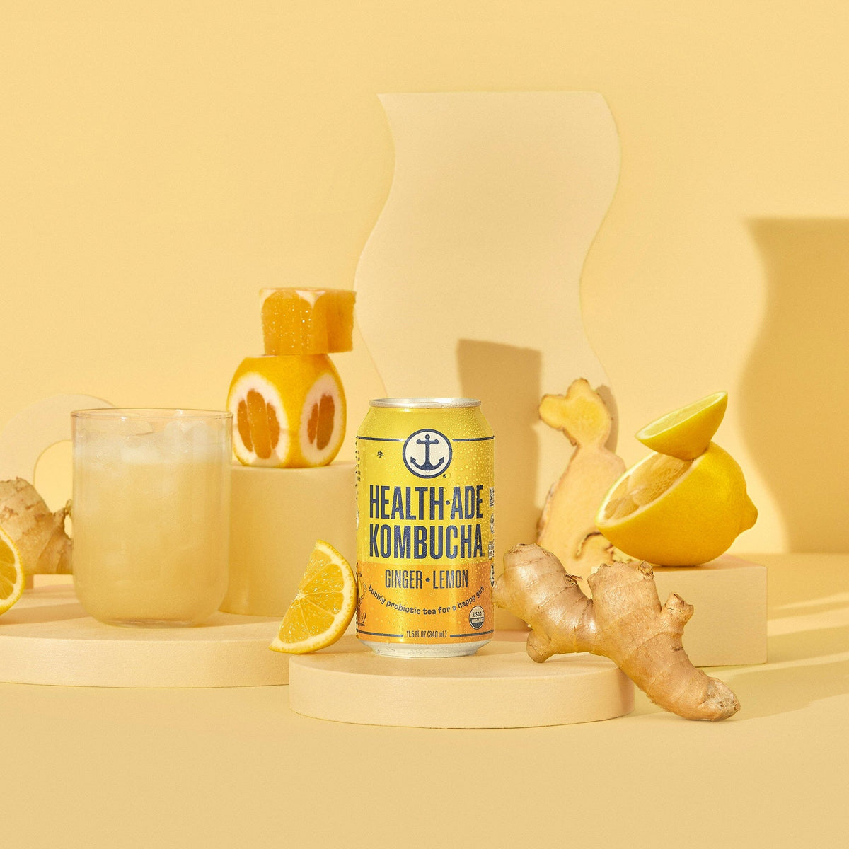 Health-Ade Kombucha in Cans — Ginger-Lemon (12-pack, 11.5oz)