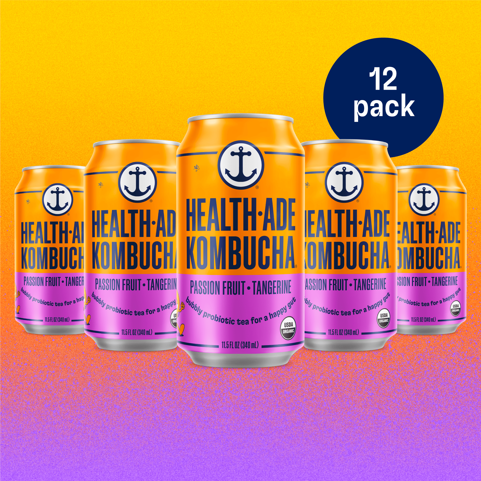 Health-Ade Passion Fruit-Tangerine Kombucha 12-pack of cans