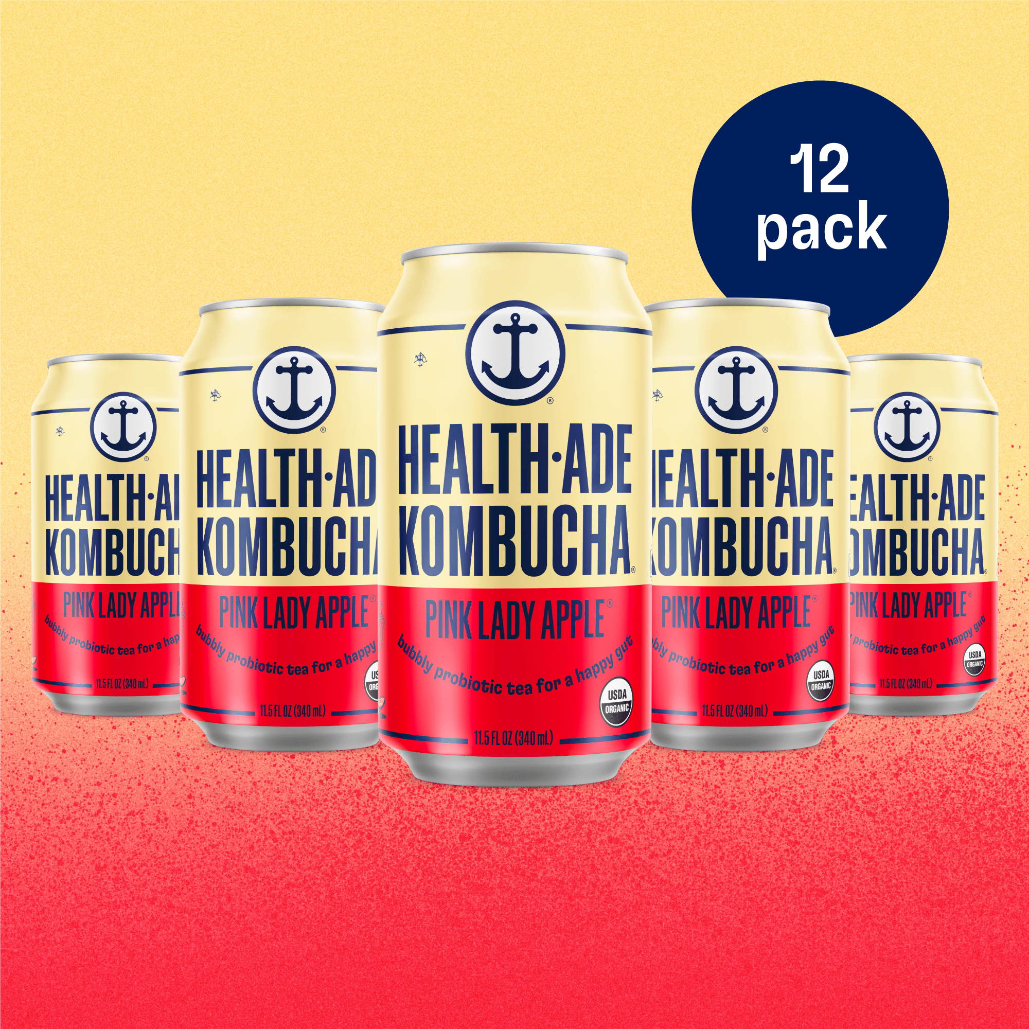 Health-Ade Pink Lady Apple Kombucha 12-pack of cans