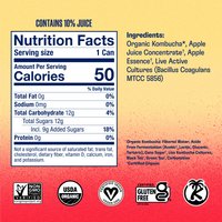 Health-Ade Pink Lady Apple Kombucha can nutrition facts and ingredients panel