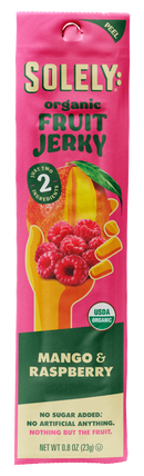 Solely Organic Mango Raspberry Fruit Jerky Strip 0.8oz PS (12ct)