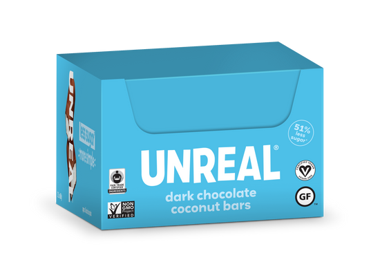 UNREAL - Mini Dark Chocolate Coconut Bars (Caddy of 40 Individually Wrapped Minis, 0.53 oz each)