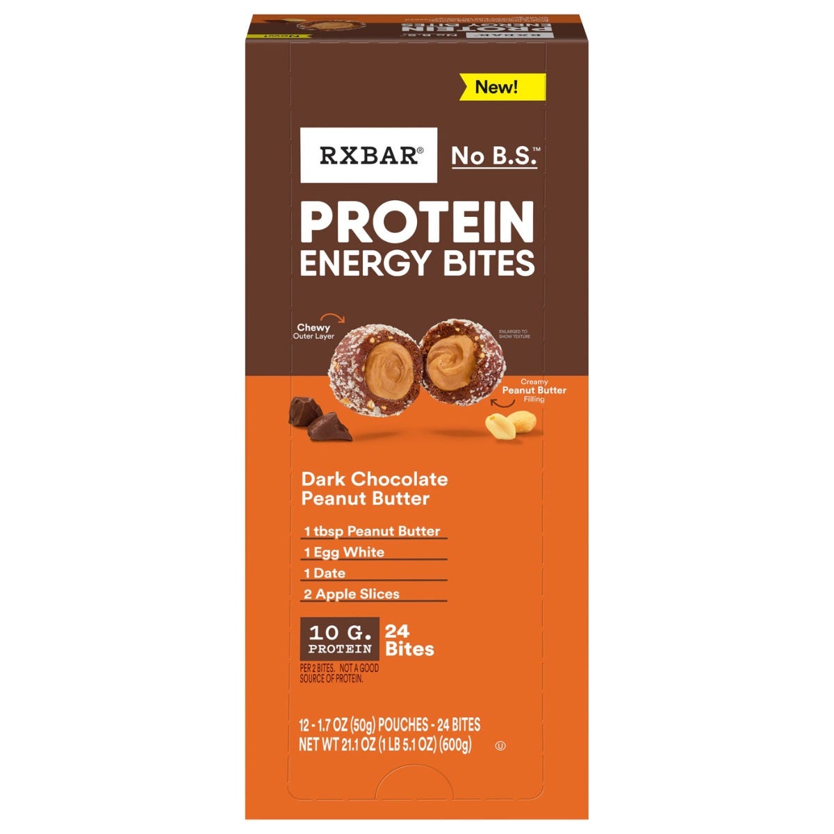 RXBAR Protein Energy Bites - Dark Chocolate Peanut Butter (12 Pouches)