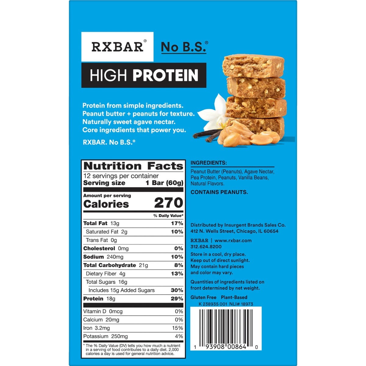 RXBAR High Protein - Vanilla Peanut Butter (12 Bars)